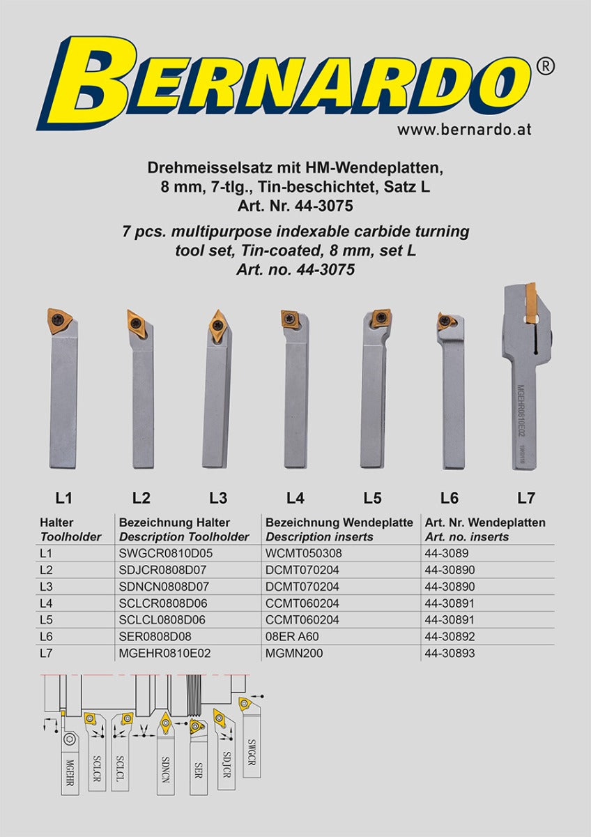 Bernardo Schneidwerkzeugsatz 8 mm Drehwerkzeuge