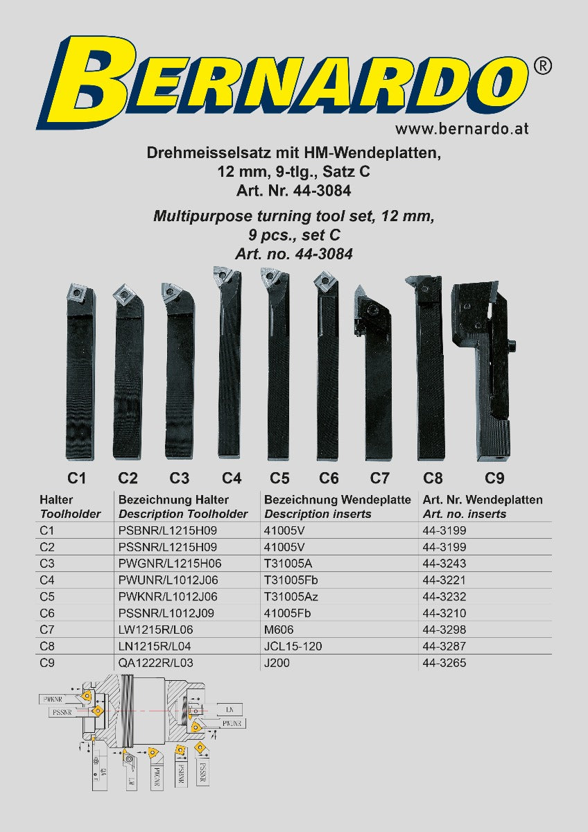Bernardo Schneidwerkzeugsatz 12 mm Drehwerkzeuge