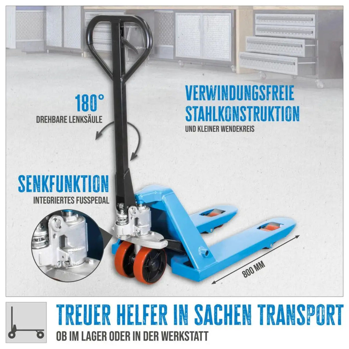 Güde 2500 kg PU Handgabelstapler (800 mm Gabeln)