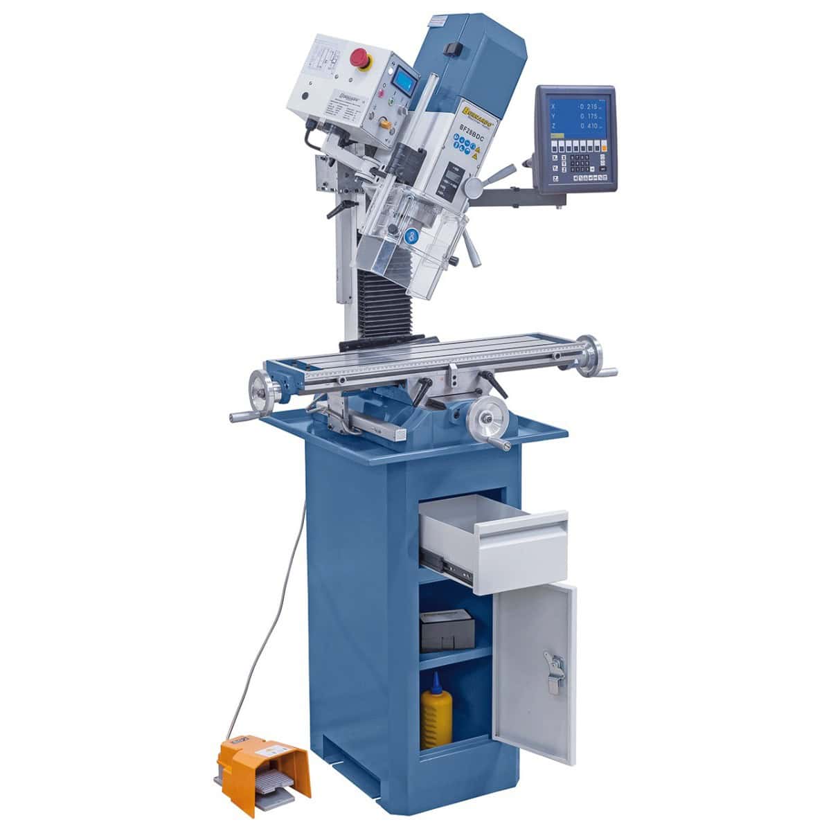 Bernardo BF 28 BDC Bohr- und Fräsmaschine mit 3-Achs-Digitalanzeige ES-12 V, Drehzahlregelung 100–3000 U/min