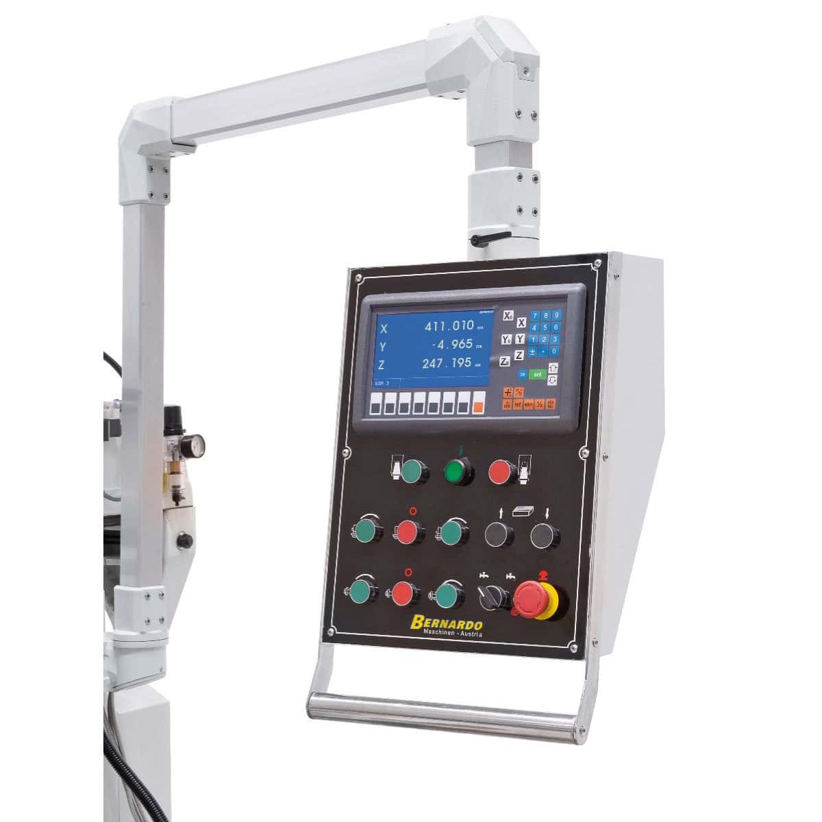 Bernardo UWF 90 V Universalfräsmaschine mit pneumatischer Spannvorrichtung DIN 2080 – ISO 40, Doppelspindel, 1270 × 280 mm Tisch, 3-Achsen-Digitalanzeige