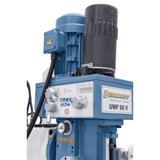 Bernardo UWF 90 V Universalfräsmaschine mit pneumatischer Spannvorrichtung DIN 2080 – ISO 40, Doppelspindel, 1270 × 280 mm Tisch, 3-Achsen-Digitalanzeige