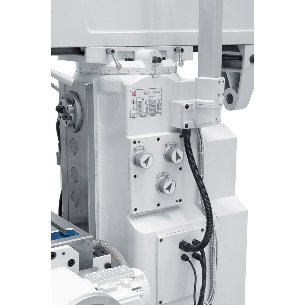 Bernardo UWF 90-1270 Universalfräsmaschine – ISO 40, Doppelspindel, 1270 × 280 mm Tisch, 0,85/1,5 kW Vertikalmotor, 3-Achsen-Digitalanzeige