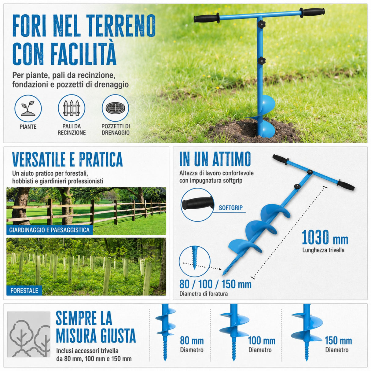 Trivella Manuale Güde GH 80-150 3IN1