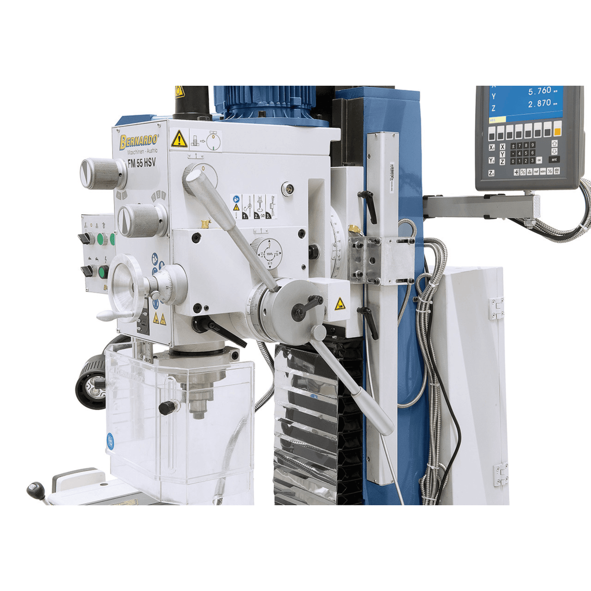 Bernardo FM 55 HSV Bohr-Fräsmaschine mit 3-Achs-Digitalanzeige und automatischem Vorschub