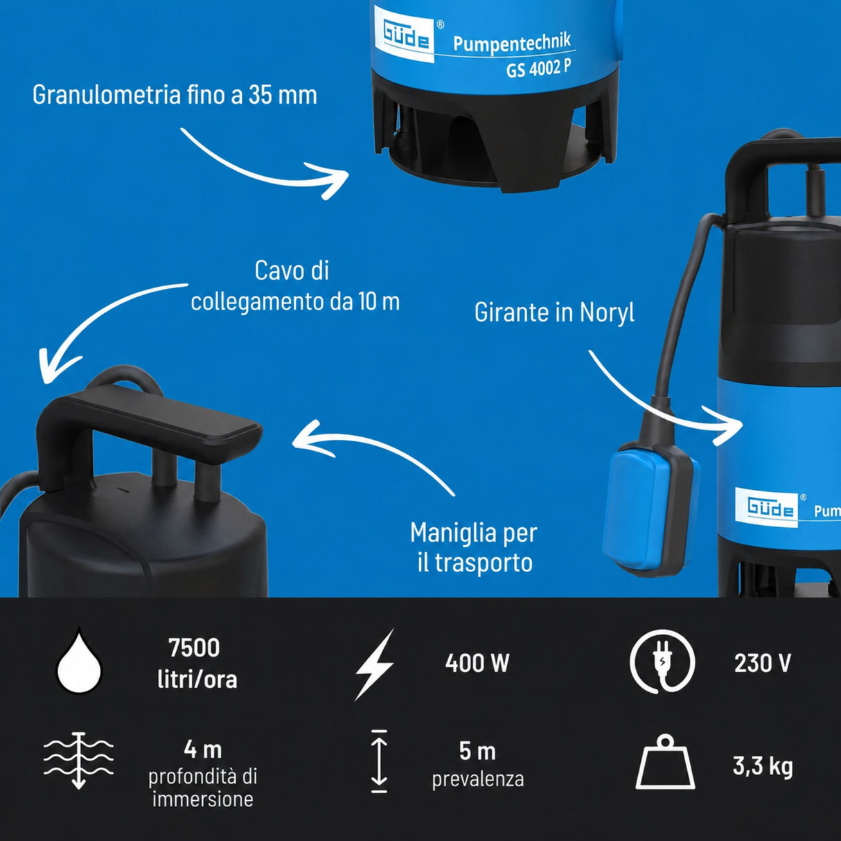 Güde Tauchpumpe für Abwasser GS 4002 P