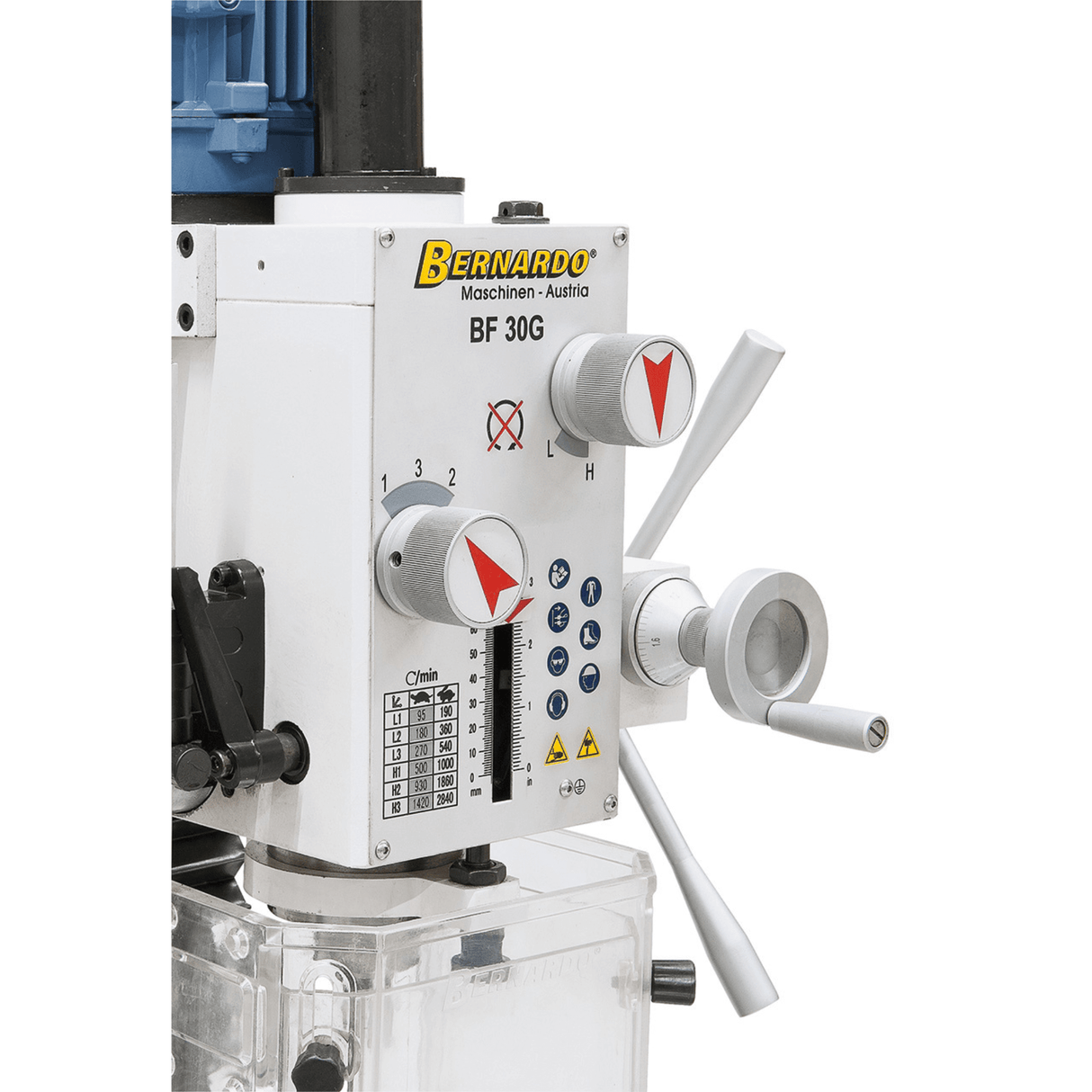 Bernardo BF 30 G Bohrfräse mit 12-Gang-Getriebe, 95–2840 U/min, Bohrdurchmesser 30 mm