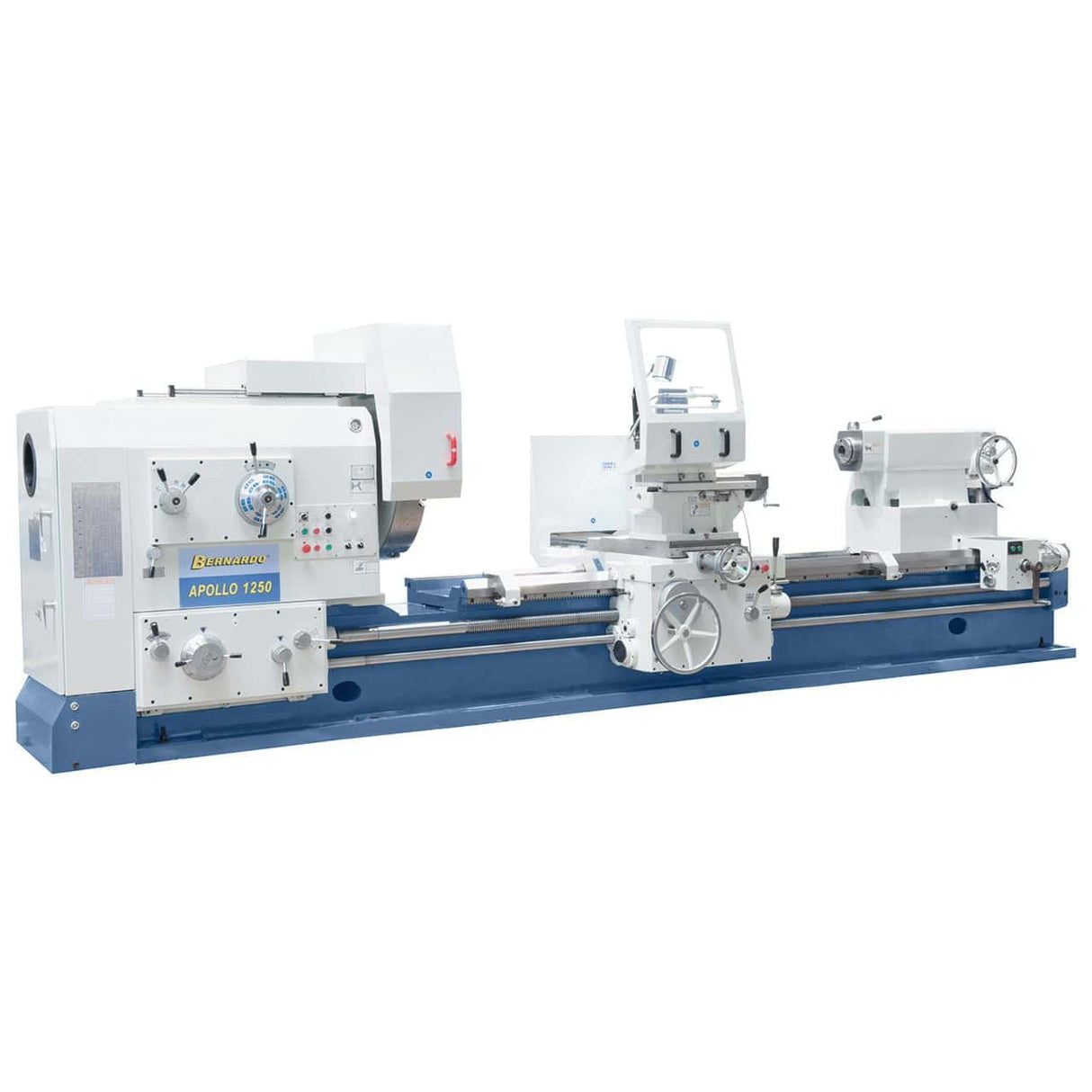 Bernardo Apollo 1250 x 8000 Schwerlast-Paralleldrehmaschine – 8000 mm Spitzenweite, 1250 mm Durchmesser, 22 kW Motor, ISO A2-15, Gewicht 16.800 kg, 3-Achsen-Digitalanzeige inklusive