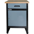 Armadio portamacchina in acciaio verniciato, con cassetto superiore e anta frontale, altezza 840 mm, ideale per officine e postazioni di lavoro.