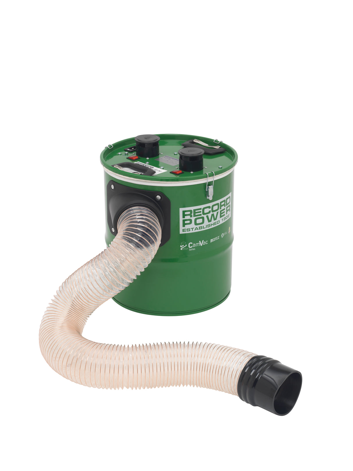 Aspiratore CamVac Record Power CGV286-4 con capacità da 36 litri e doppio motore da 1 kW, progettato per applicazioni professionali in officine e laboratori.
