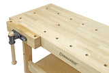 Bernardo WB 2100 Profi Profi-Werkbank für Tischler – massives, gedämpftes Rotbuchenholz, Abmessungen 2120 × 760 mm, Arbeitshöhe 860 mm, Gewicht 73 kg