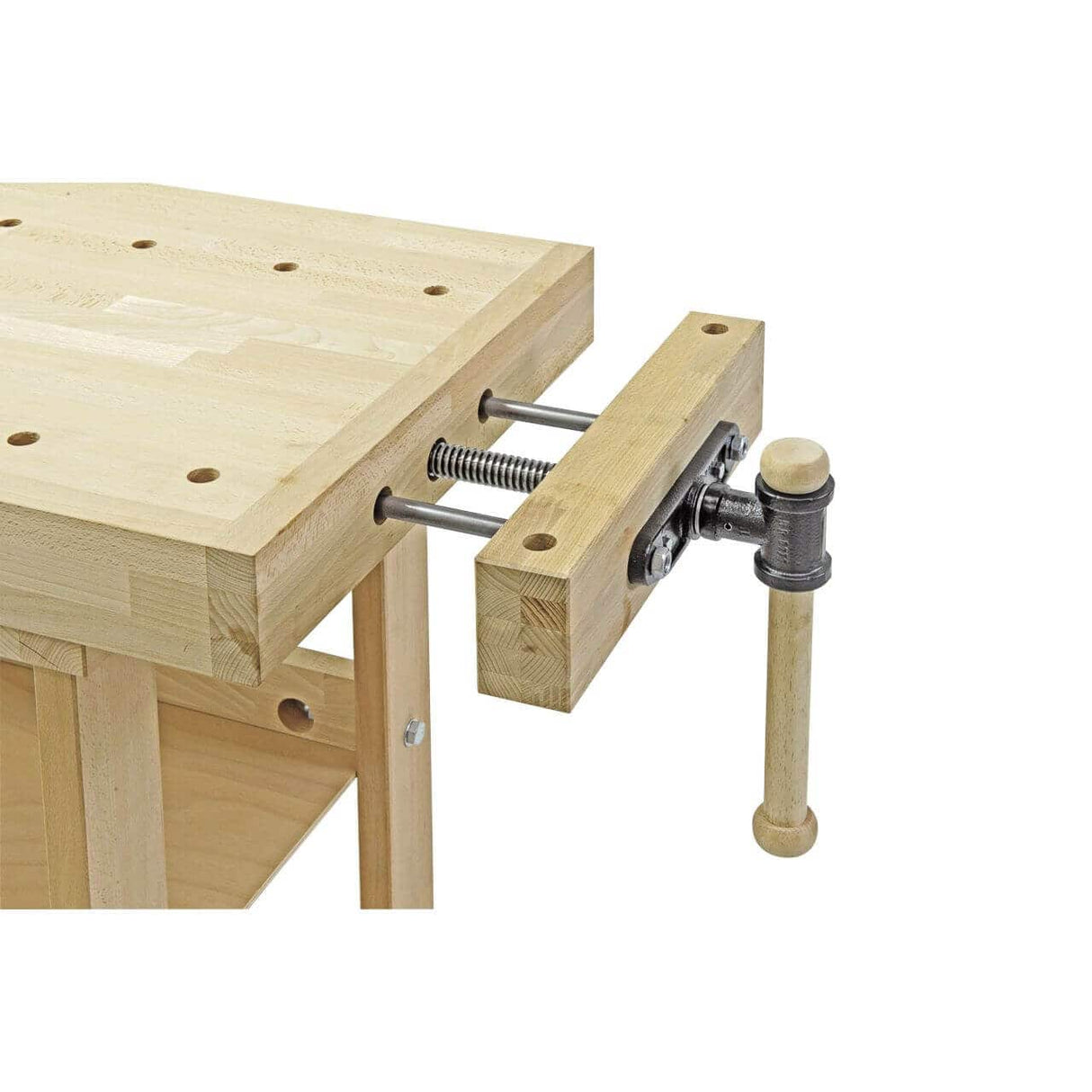 Bernardo WB 1500 Hobby-Werkbank – massives, unbehandeltes Buchenholz, Abmessungen 1.500 × 650 mm, Arbeitshöhe 845 mm, Gewicht 43 kg