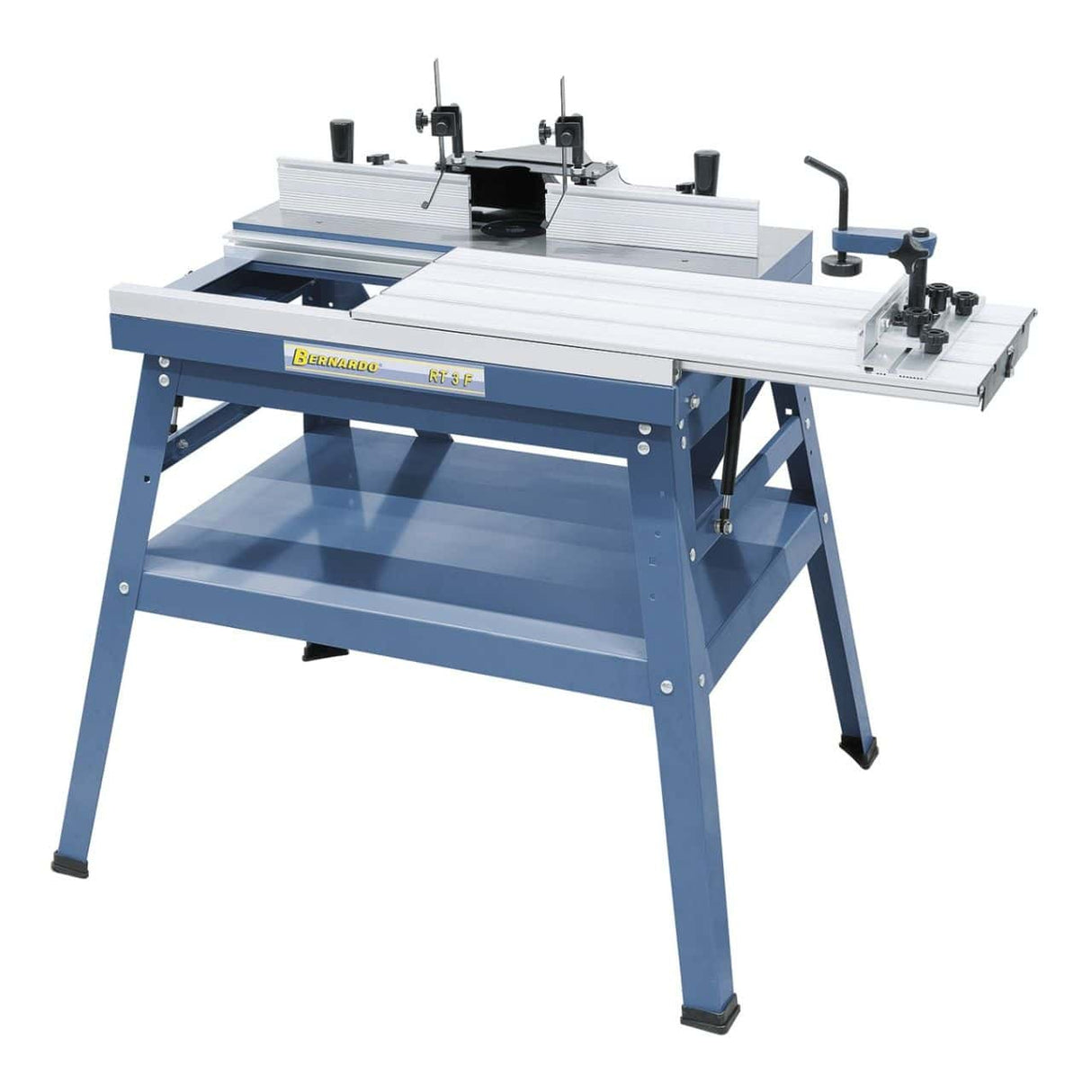Bernardo RT 3 F Fräsmaschine – Schiebetisch 785 × 310 mm, Gusseisenplatte 785 × 505 mm, 0-45° neigbarer Tisch, Ø 60 mm Absaugung, Gewicht 55 kg