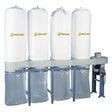 Impianto di aspirazione Bernardo DC 700 con 4 sacche trucioli da 190 L e superficie filtrante da 8 m², per falegnamerie professionali.