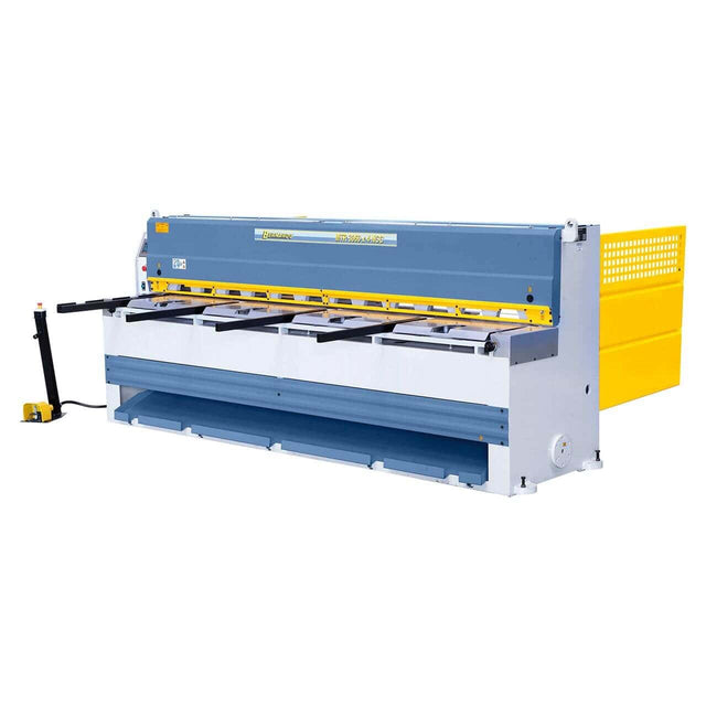 Cesoia a ghigliottina Bernardo MTR 2560 x 4 mm NCC con controllo Fuji touch screen, supporto pneumatico e backgauge NC motorizzato.