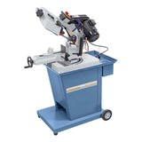 Sega a nastro Bernardo EBS 128 CL / 230 V con doppio taglio obliquo, dispositivo refrigerante, morsa rapida e base mobile.