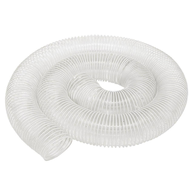 Tubo in PVC Bernardo Ø100 mm, lunghezza 4 m, flessibile e trasparente con spirale in acciaio zincato, ideale per impianti di aspirazione industriali.