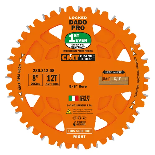 CMT Schneidwerkzeug-Nutfräser-Profi-Sägeblattsatz - D203x6.2-20 d15.87 Z12 HW