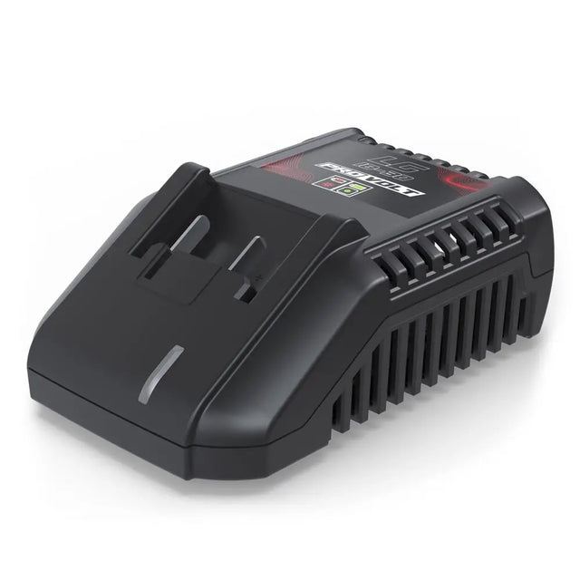 Caricabatterie rapido Guede LG 18-30 da 3.0 A compatibile con tutte le batterie 18V E³ e ProVolt, ideale per ricariche rapide e sicure.