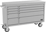 Carrello officina Güde GW 10 INOX con piano di lavoro rinforzato, 10 cassetti su guide a sfera e ruote con freno, ideale per ambienti professionali e outdoor.