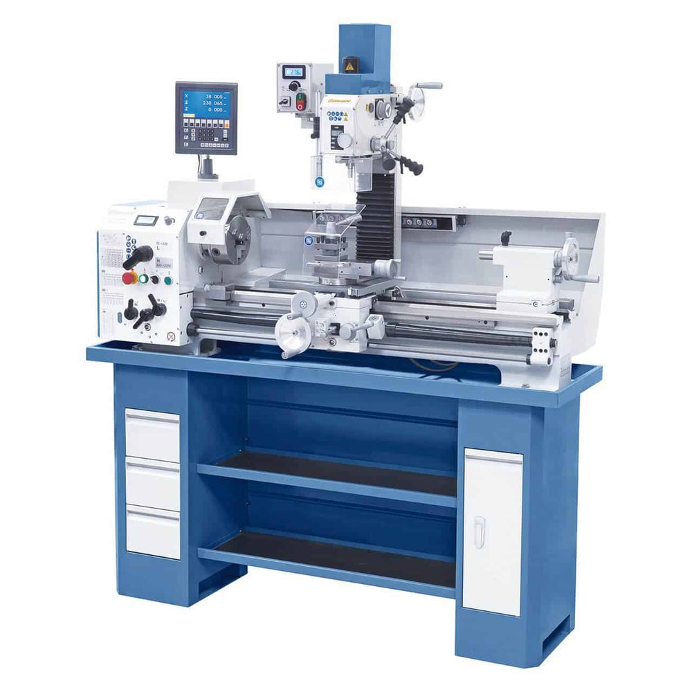 Centro di lavoro combinato Bernardo Proficenter 880 G Vario / 400 V, tornio-fresatrice con inverter e dotazione completa di accessori.