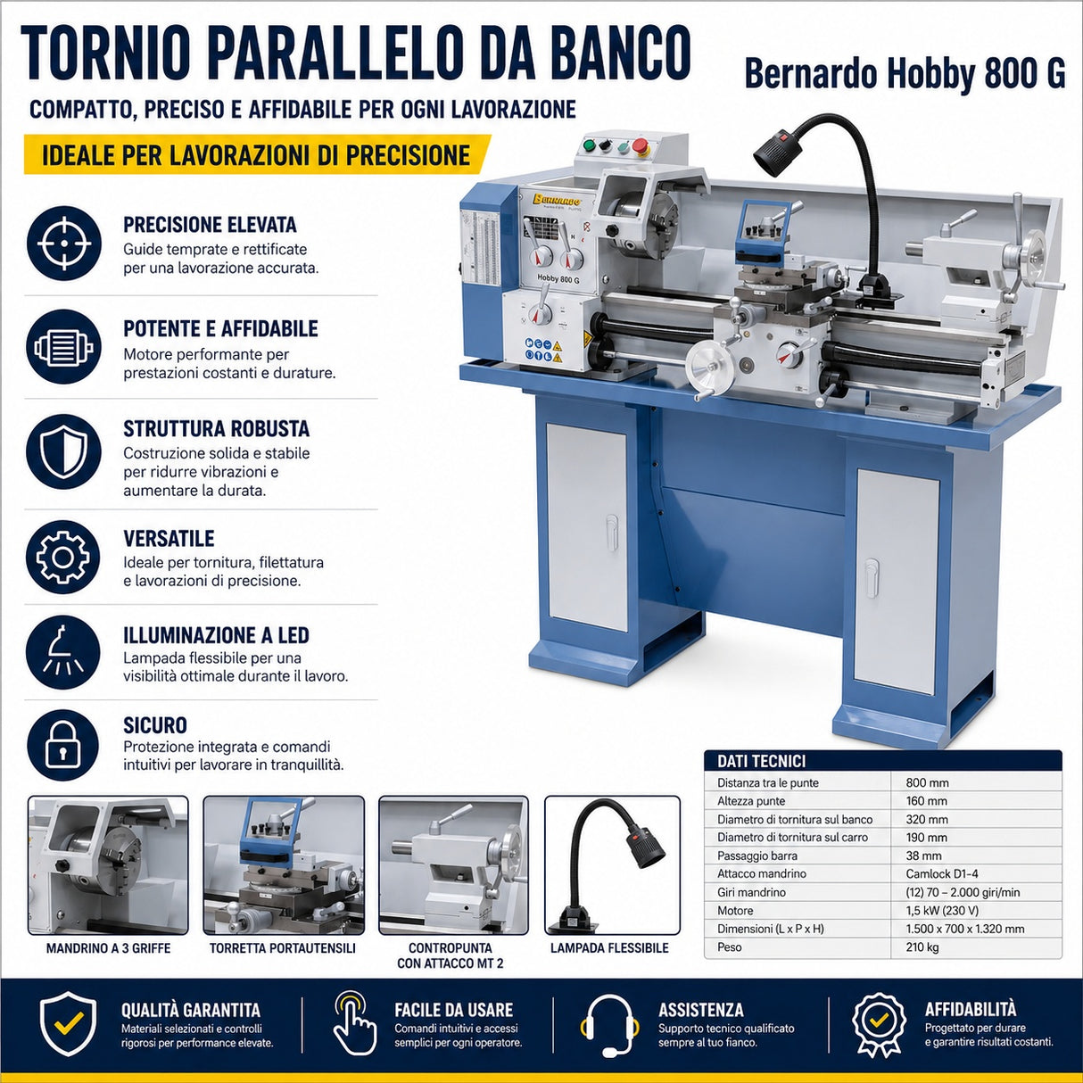 Bernardo Hobby 800 G / 230 V Drehmaschine – Kompakt und präzise