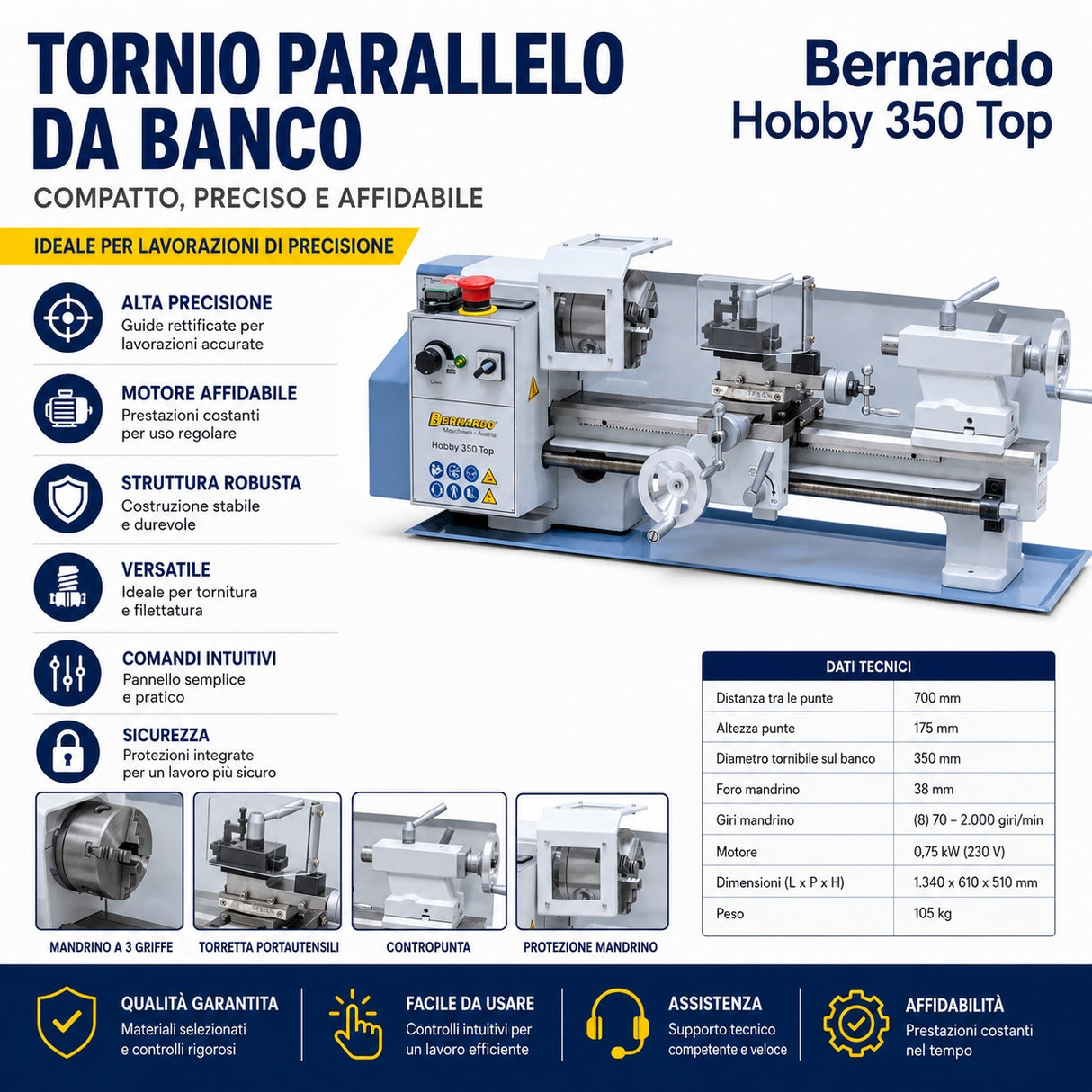 Bernardo Hobby 350 Top Compact 230V Metalldrehmaschine