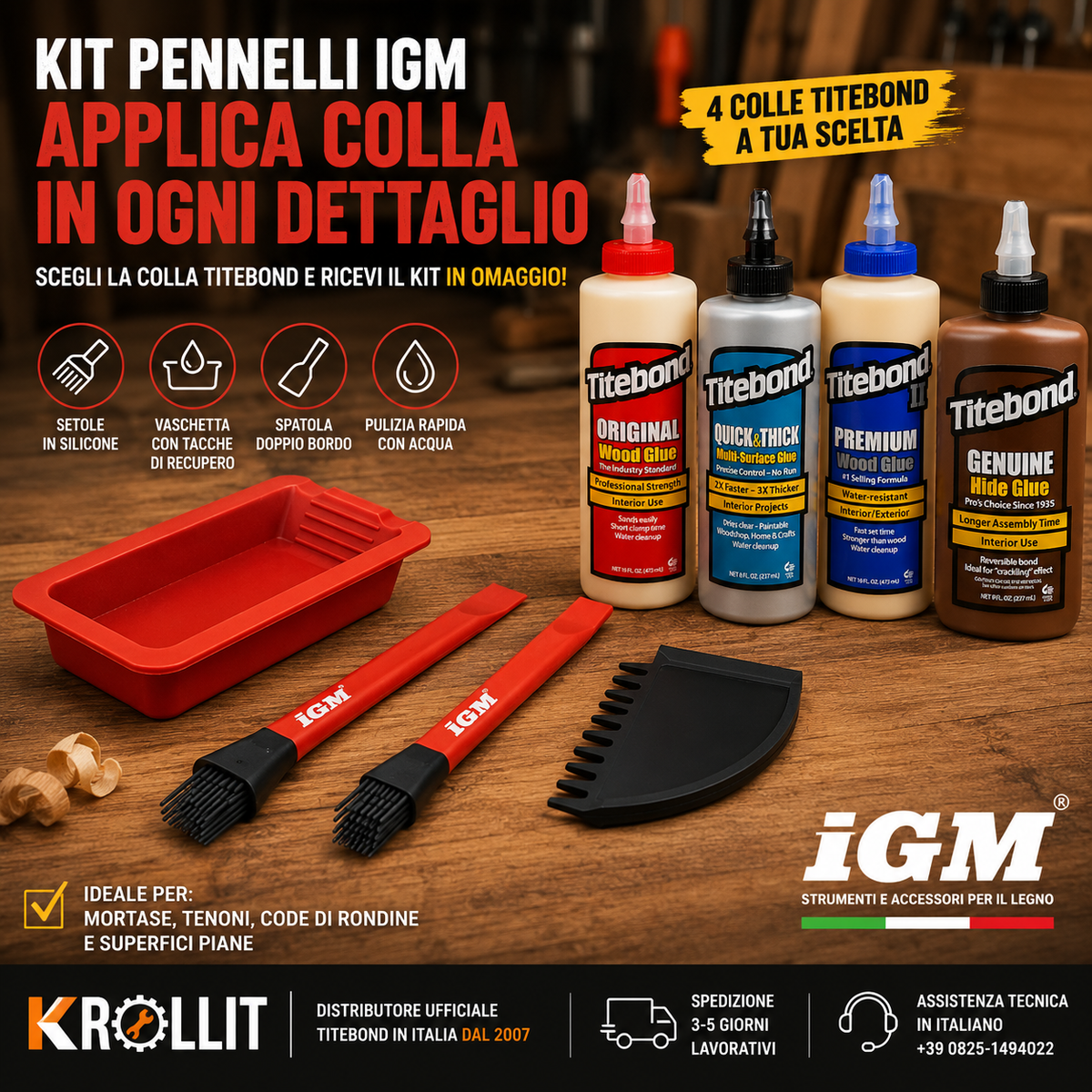 IGM Silikon-Klebepinsel-Set mit Titebond-Klebstoff Ihrer Wahl