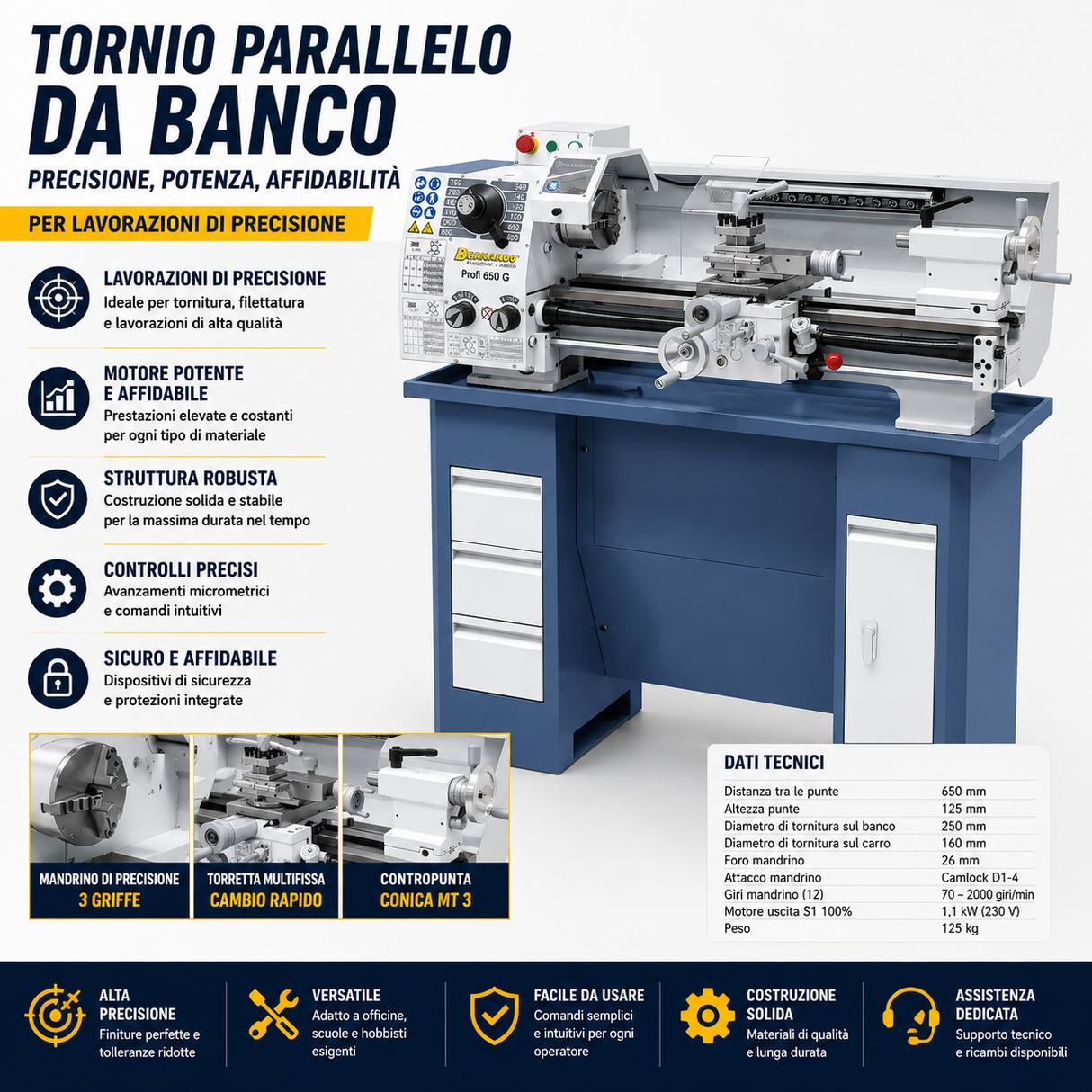 Bernardo Profi 650 G / 230 V Drehmaschine – Kompakt und zuverlässig