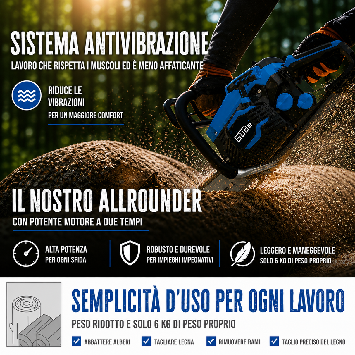 Sega basculante per tronchi Guede basculante a benzina Güde BWS 700