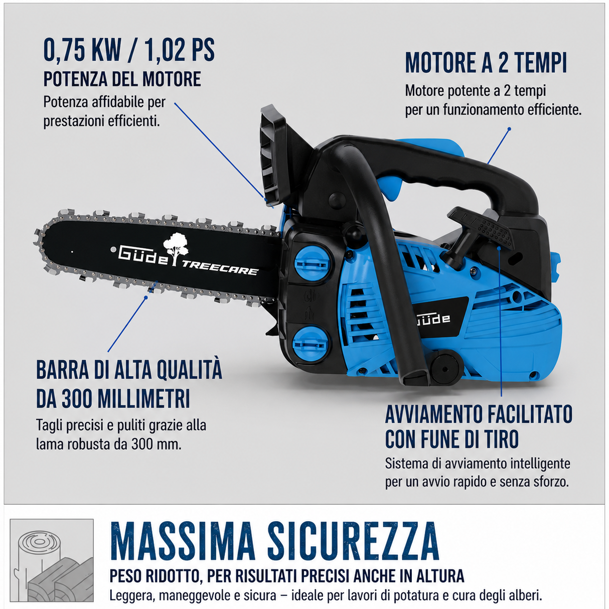 Utensile da giardinaggio Guede Motosega potatrice a scoppio Güde BBS 300-25