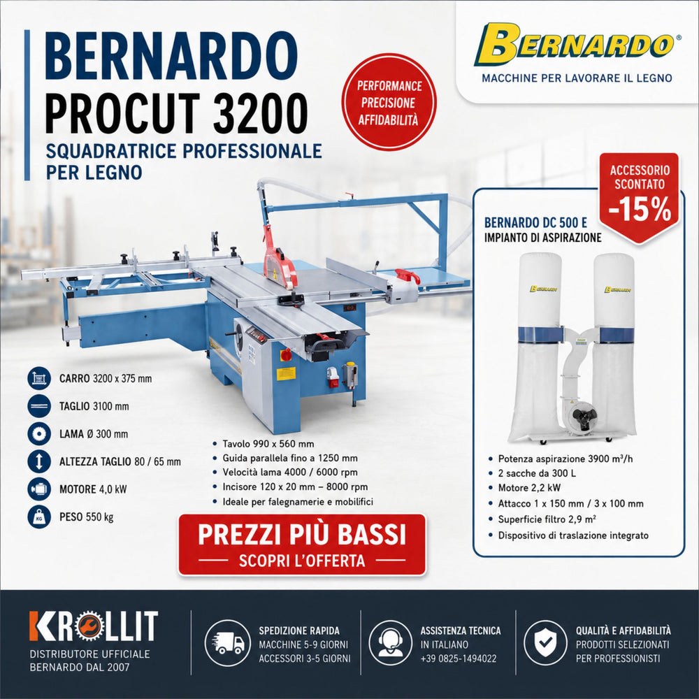 Sezionamento pannelli squadratura 90° Procut 3200 taglio preciso