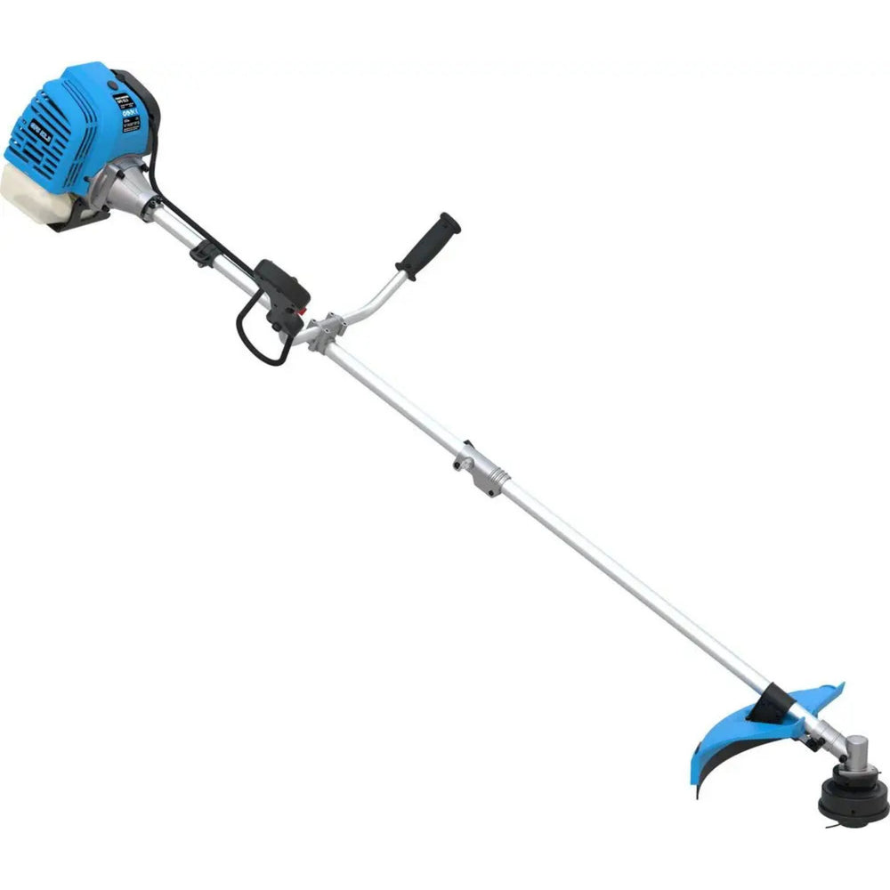 Motore 2-tempi 52 cc, 2in1 filo nylon automatico e disco lama 8/4 denti. Ideale per pendii, sterpaglia e terreni difficili. 
