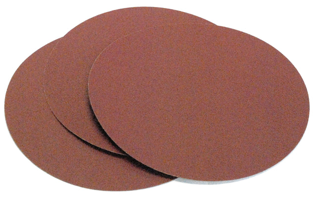 Set da 3 dischi abrasivi autoadesivi Record Power da 250 mm grana 60, ideali per levigatura e sgrossatura con BDS250.