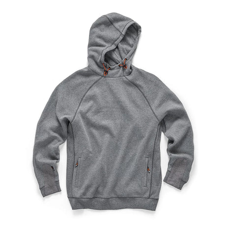 Felpa da lavoro Scruffs grigio grafite in caldo pile, con cappuccio regolabile e polsini rinforzati Abratect®, ideale per lavorare al caldo in inverno.