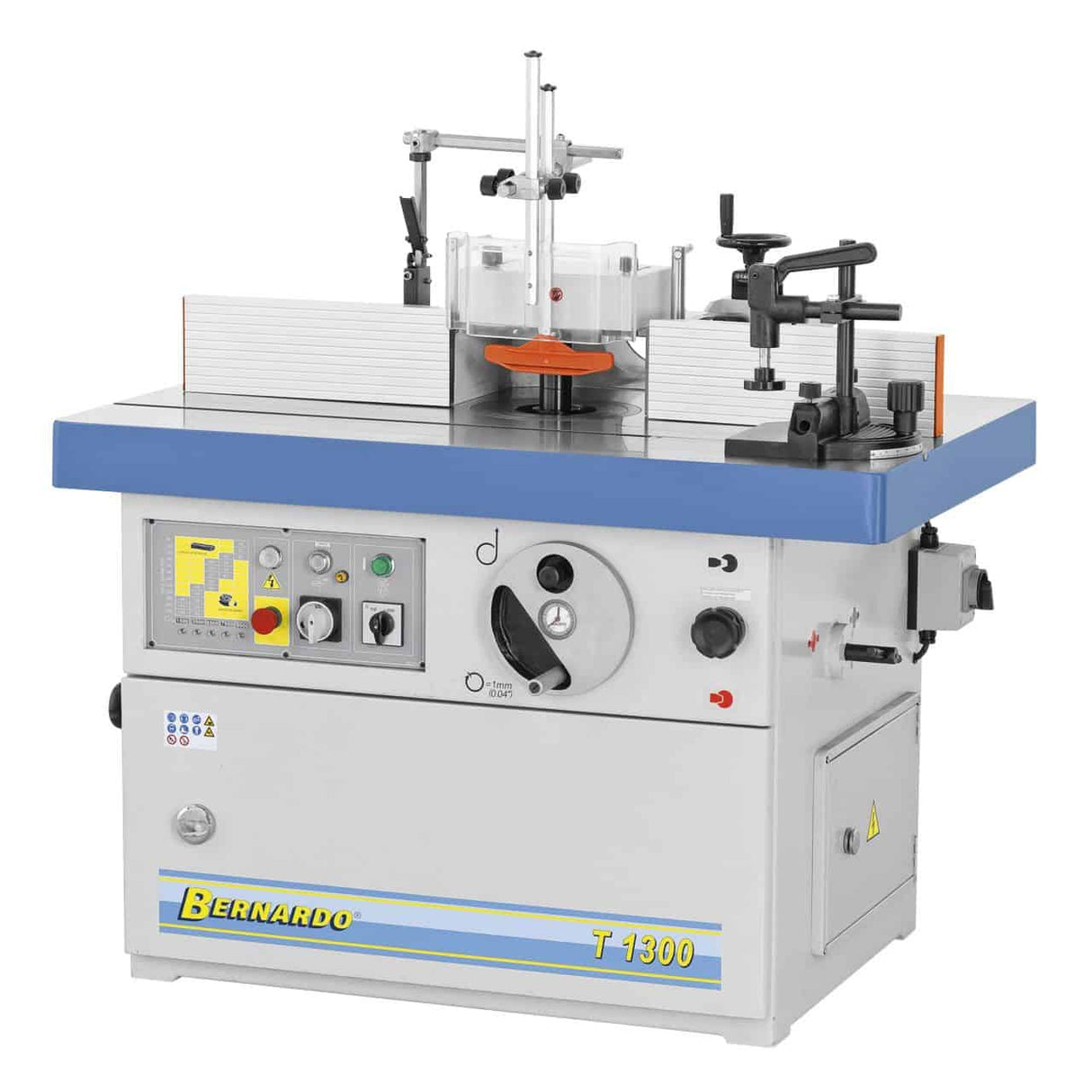 Bernardo T 1300 Vertikalfräse/Spindelhobelmaschine – 400 V, 5,5 kW Motor, 5 Geschwindigkeiten 1.500–9.000 U/min, Gusseisenkonstruktion