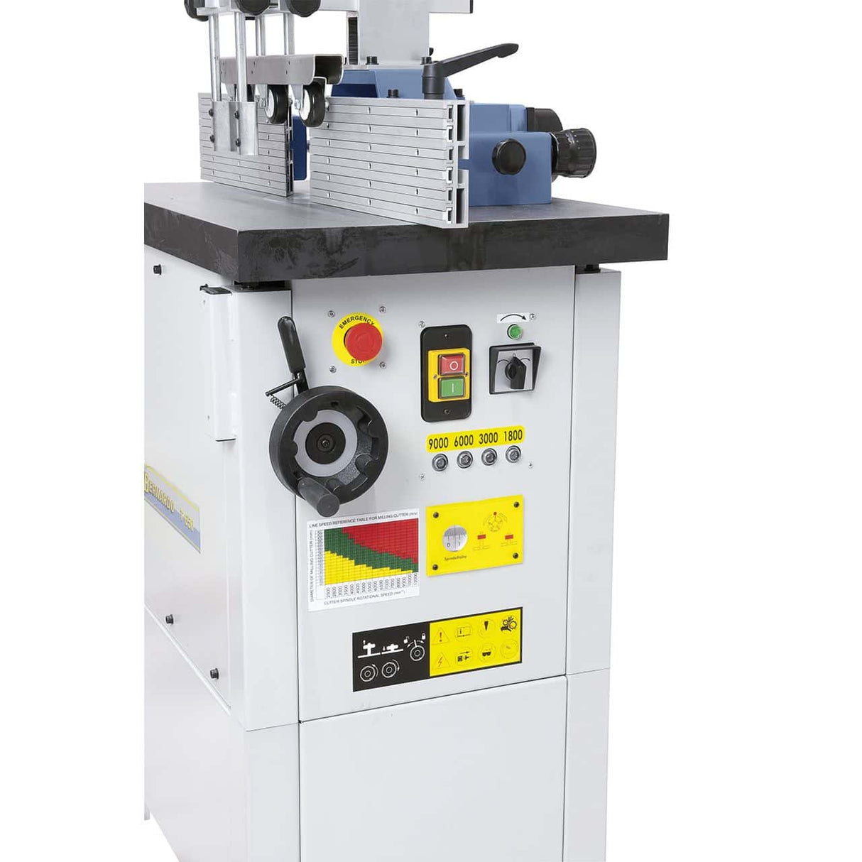 Bernardo T 650 Vertikalfräse/Spindelfräse – 230 V, einphasig, 2,8 kW Motor S1 (3,9 kW Motor S6), 4 Geschwindigkeiten 1.800–9.000 U/min