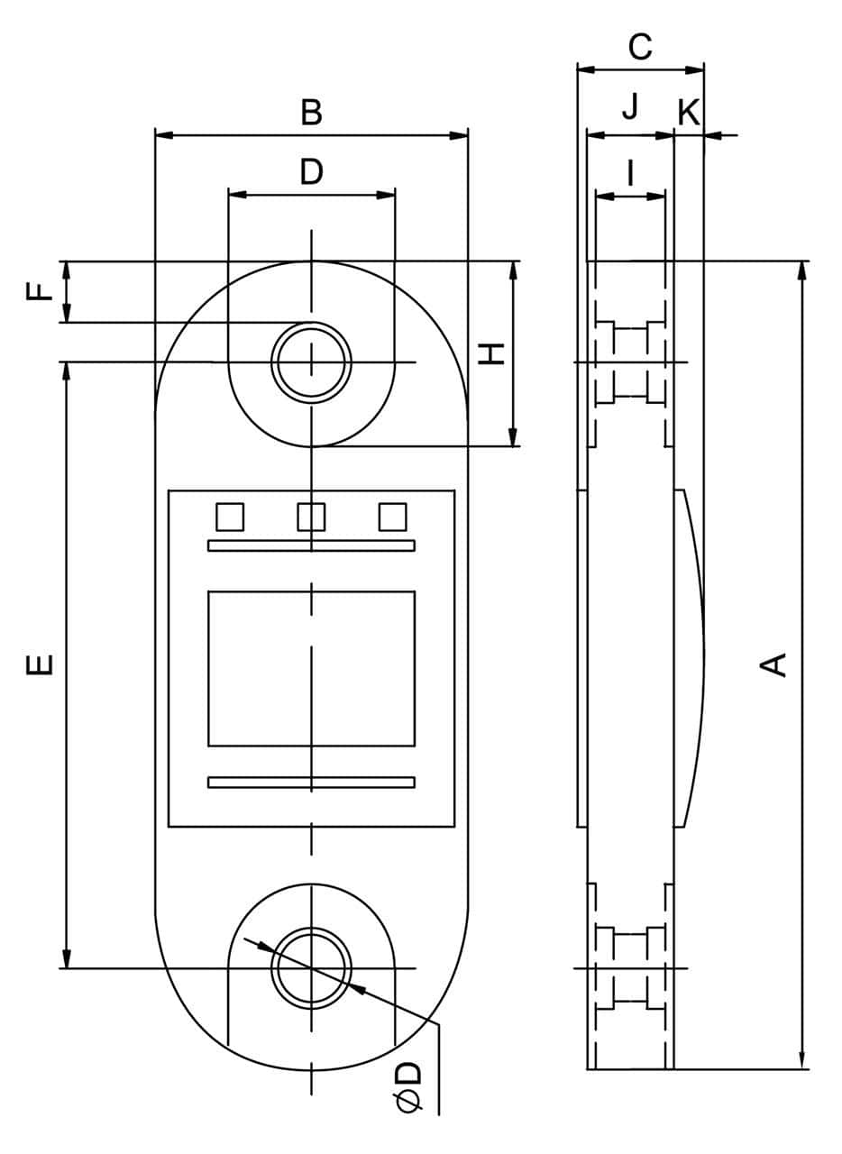 Bernardo ID 500 Hebehaken mit Sicherheitsvorrichtung – Tragfähigkeit 500 kg, geschmiedeter Stahl, Loch Ø 14 mm, entspricht EN 1677
