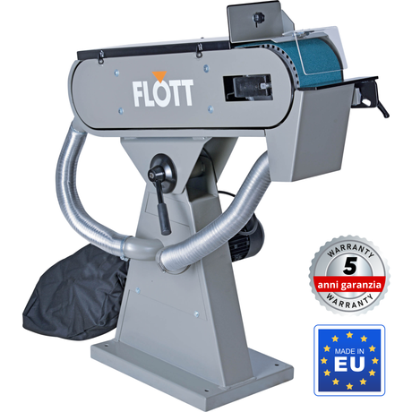 Levigatrice a nastro Flott BSM 150 con rullo bombato, guida regolabile e motore trifase da 3,75 kW.