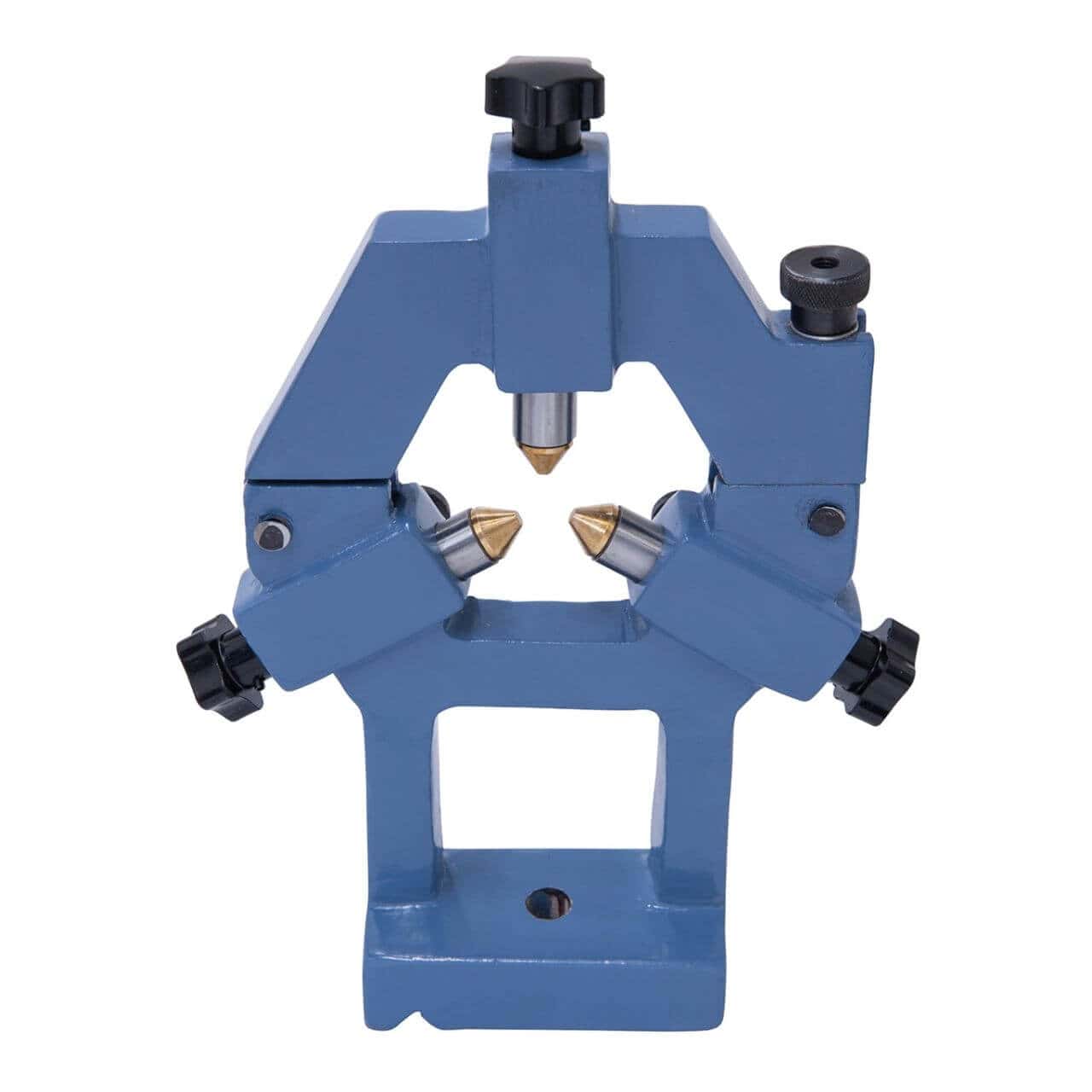 Accessorio lunetta fissa installata su tornio Bernardo Hobby 800 G, utilizzata per sostenere un pezzo lungo durante la lavorazione di precisione.