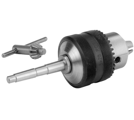 Mandrino portapunta da 12,7 mm con attacco conico Morse 2MT, ideale per foratura assiale al tornio e serraggio di punte e piccoli pezzi.