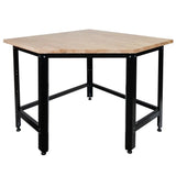 Modulo angolare Güde GW 600E con piano in legno di gomma massello e struttura in acciaio, ideale per completare banchi Eco Line in officina o garage.