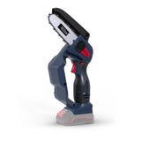 Motosega Guede MK 18-0 da 18V con barra da 158 mm e catena da 127 mm, ideale per potatura e piccoli lavori di giardinaggio.