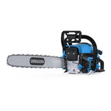 Motosega Güde KS 450-55 con motore da 55 cc, barra Oregon, sistema antivibrante e avviamento facilitato.