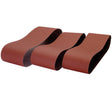 Set da 3 nastri abrasivi Record Power 150 x 1220 mm grana 120, ideali per levigatura fine e preparazione alla finitura con BDS250.