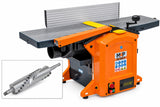 Pialla a filo e spessore M4P FS 305 S 230 V con albero spirale a 28 inserti, larghezza di lavoro 305 mm e motore 1,8 kW.