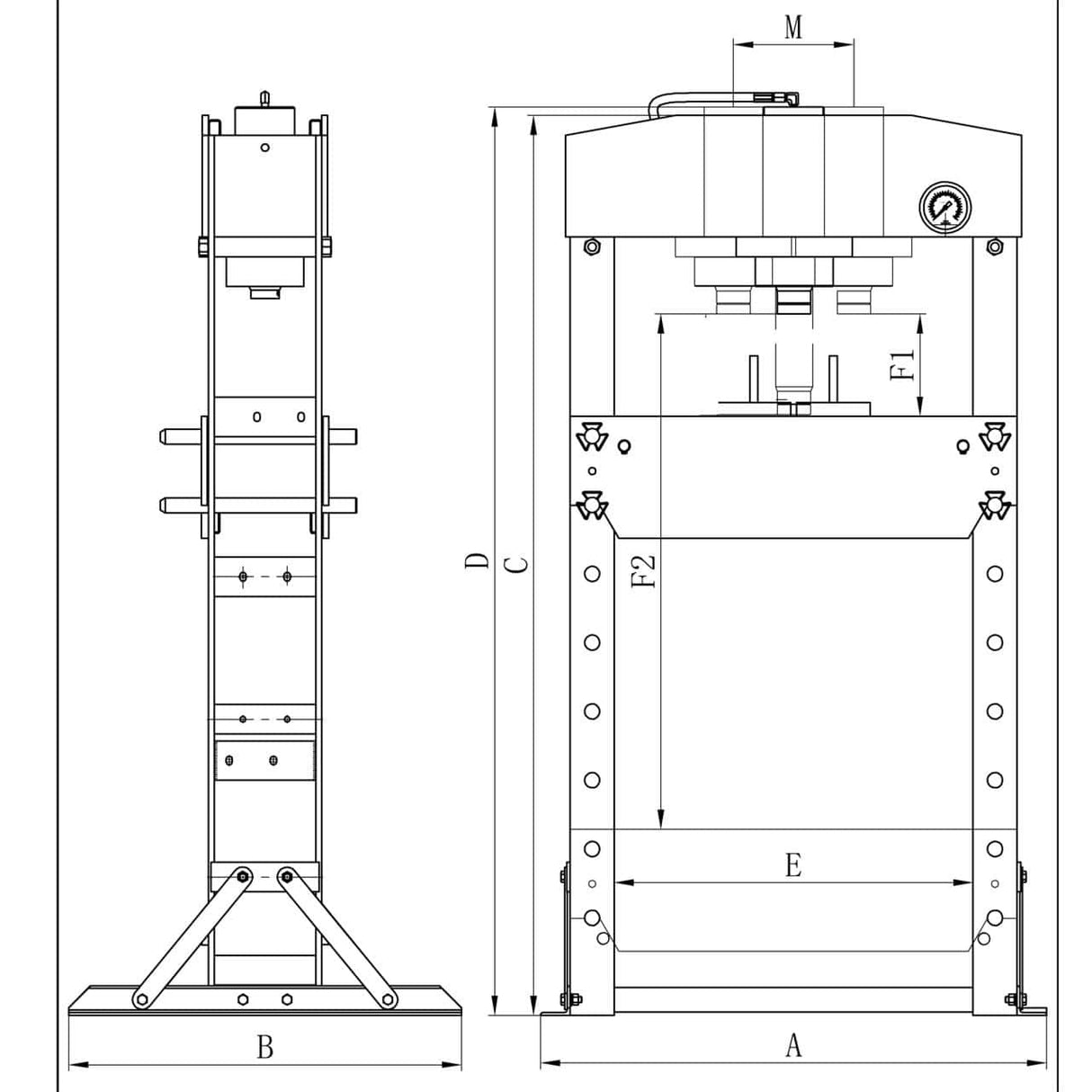 Bernardo PWK 75 F – 75-Tonnen-Pneumatik-Werkstattpresse