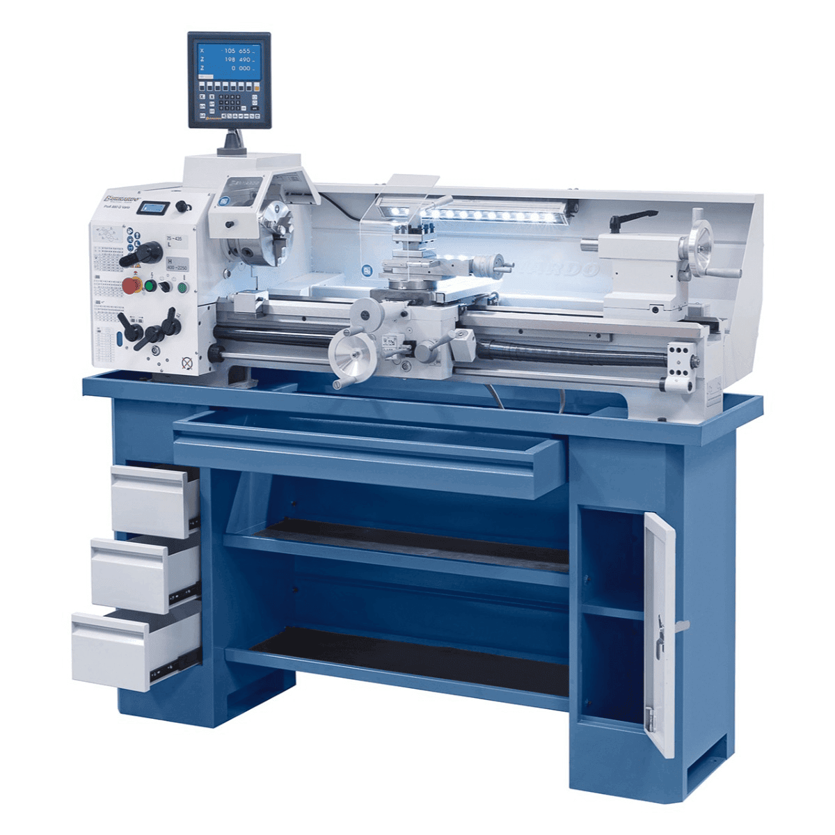 Bernardo Profi 880 G Vario Metalldrehmaschine mit 2-Achsen-Digitalanzeige ES-12 V