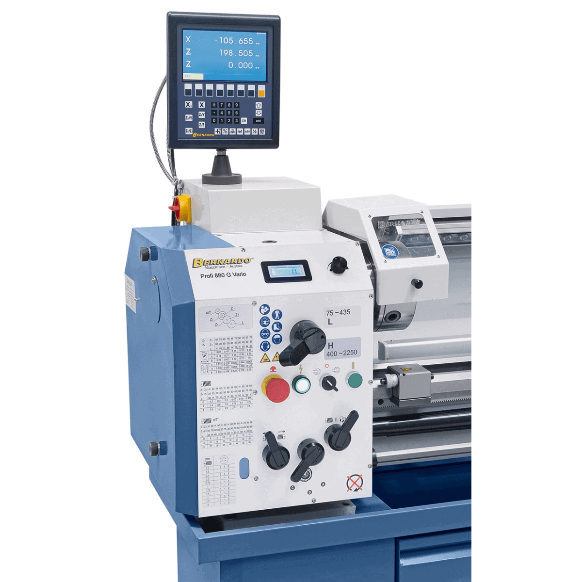 Bernardo Profi 880 G Vario Metalldrehmaschine mit 2-Achsen-Digitalanzeige ES-12 V