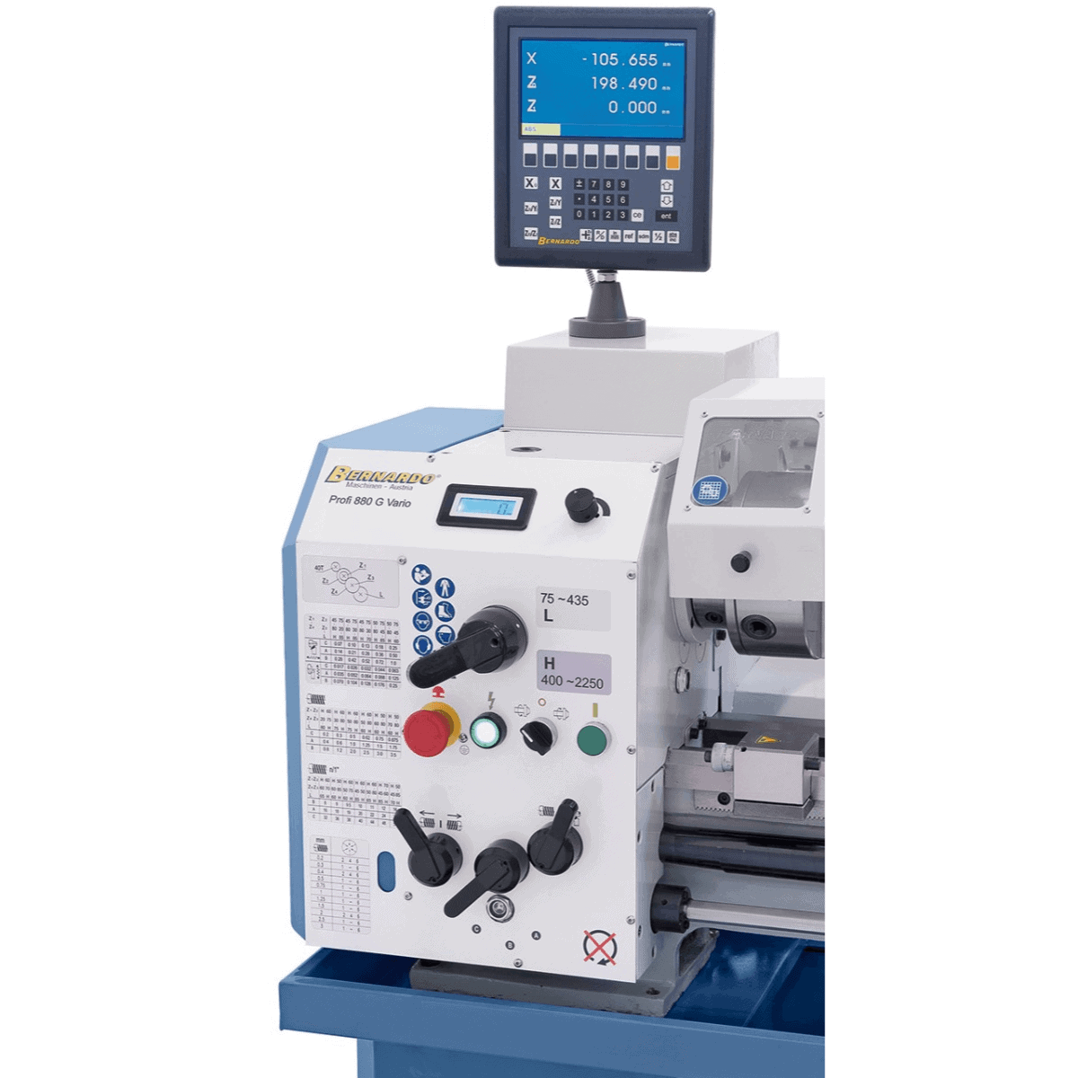 Bernardo Profi 880 G Vario Metalldrehmaschine mit 2-Achsen-Digitalanzeige ES-12 V